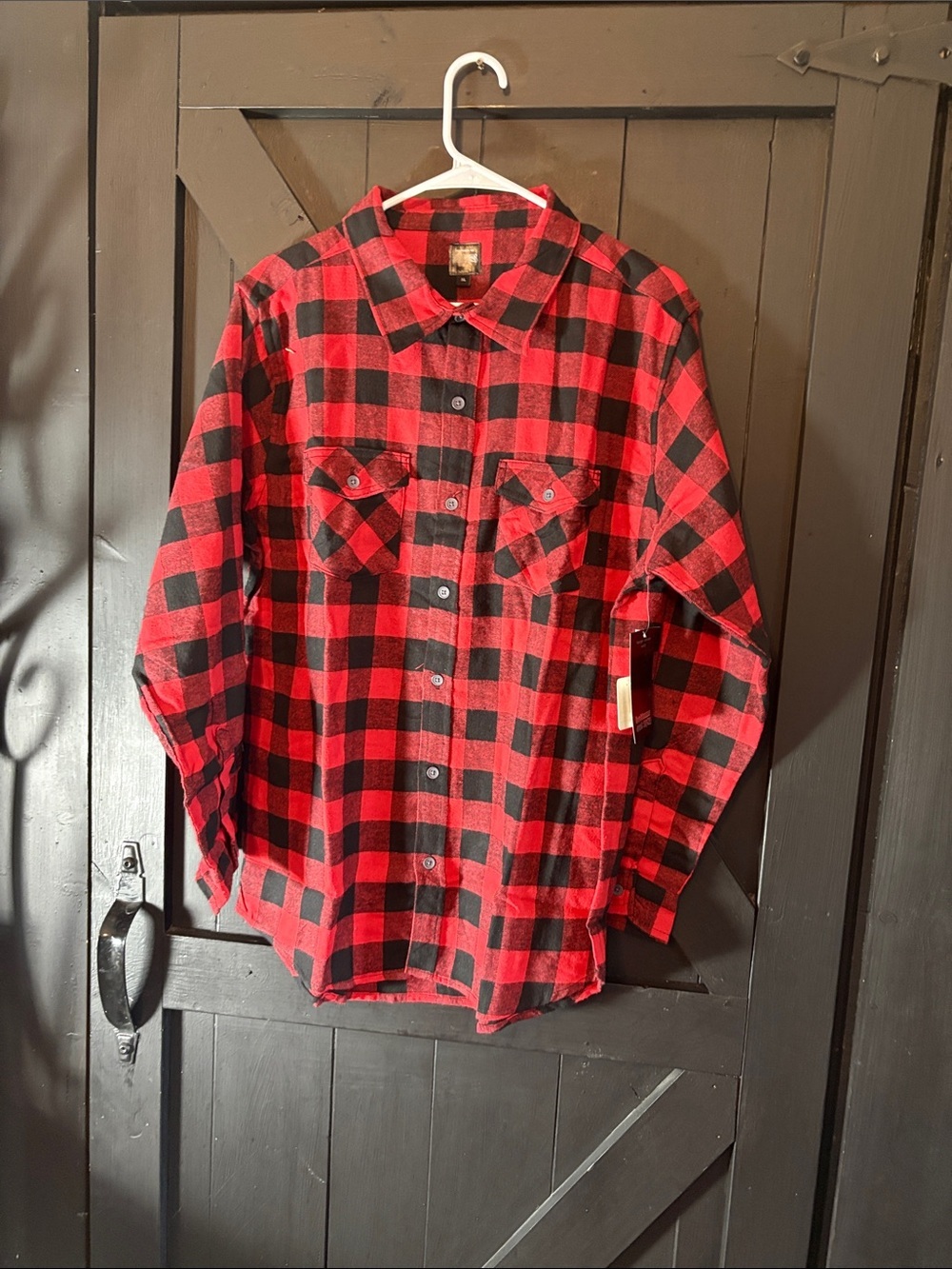 Men's Red and Black Buffalo Plaid Button-Down Shirt